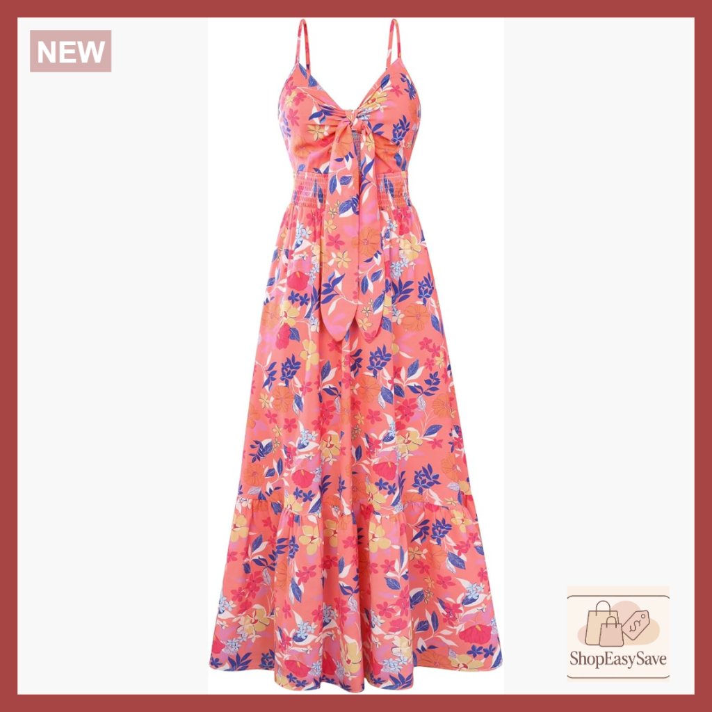 Floral Maxi Dress Boho Chic Summer Beach Vacation Flowy A-Line Adjustable Straps